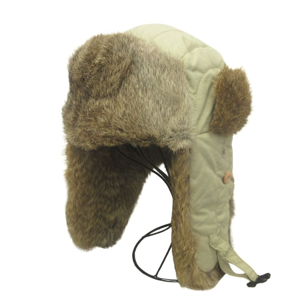 MONCLER モンクレール フライト パイロット キャップ 帽子 耳当て ミリタリー ラビットファー 茶タグ ベージュ メンズ 古着