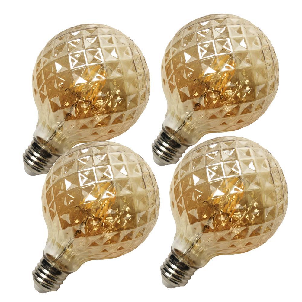 LED電球 4個セット レトロ インテリア おしゃれ E26 電球 LED 照明 ランプ フィラメント 非調光 省エネ 節電 節約 間接照明 ノスタルジック アンティーク照明 ジェム 格子型 飴色 暖温色 2700k