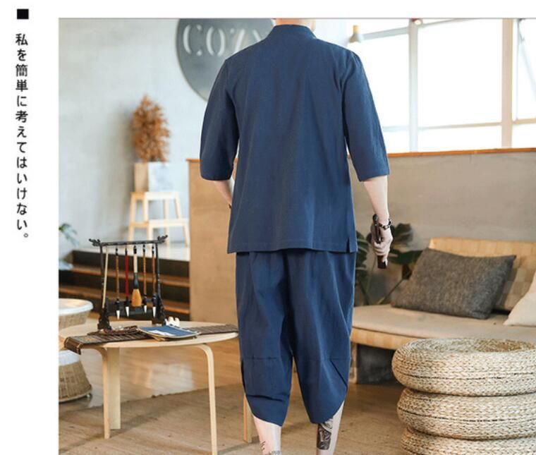 リネン メンズ 上下セット 無地 夏用 セットアップ メンズ 夏用 上下セット リネン 部屋着 綿麻