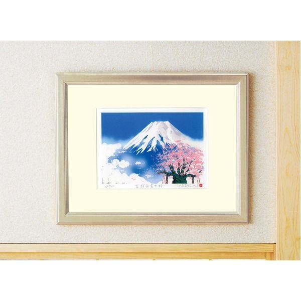 赤富士・桜 絵画 吉岡浩太郎 吉祥白富士桜 美しき日本 版画 インテリア