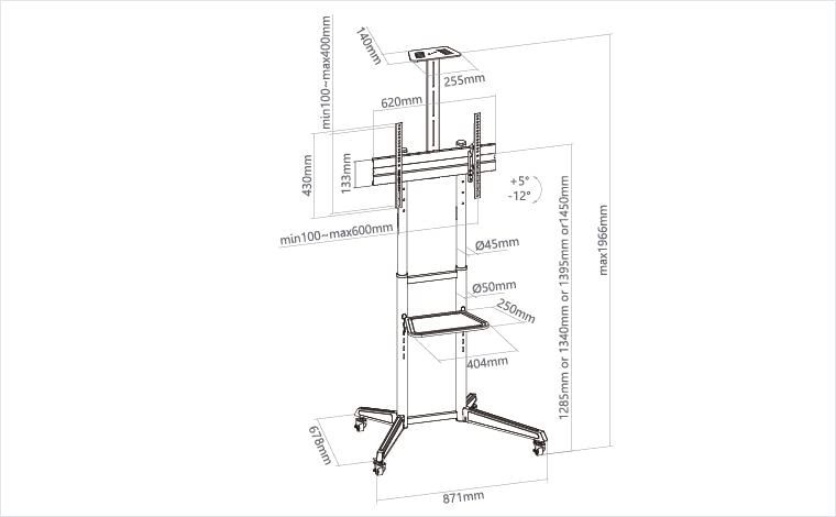 移動式 棚板付き