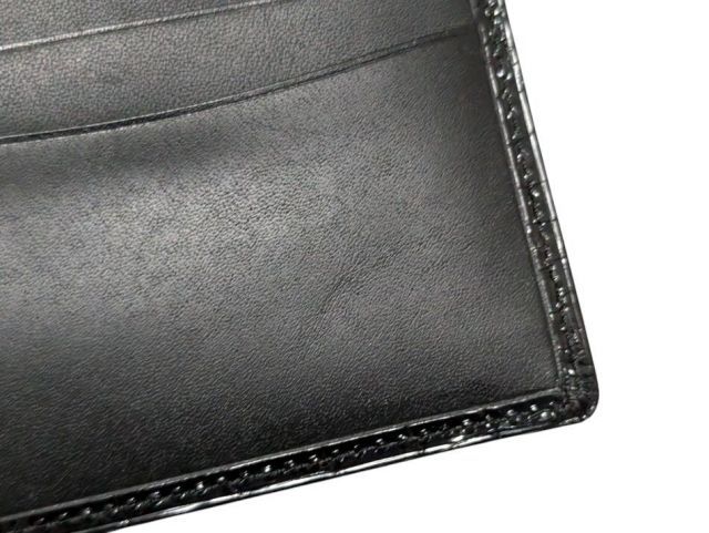 未使用 ノンブランド クロコダイル 二つ折り 財布 艶あり シャイニー
