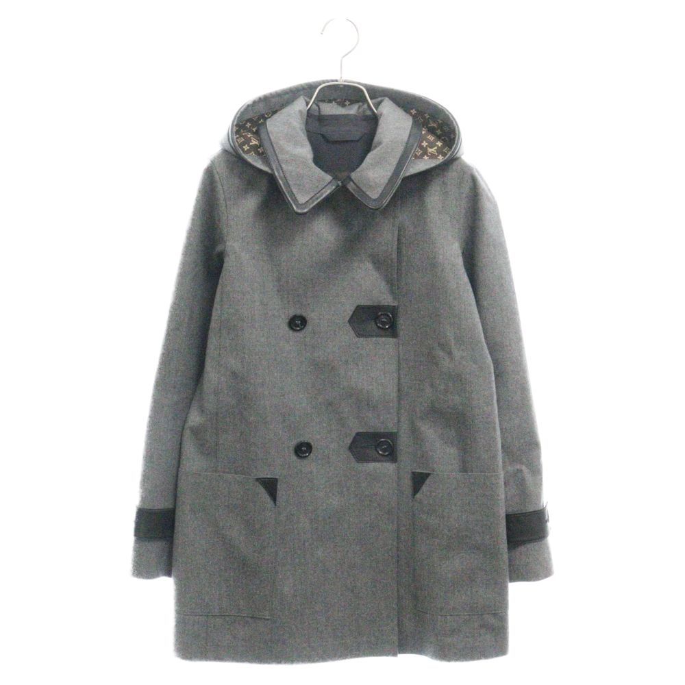 LOUIS VUITTON (ルイヴィトン) 10AW ウール ラムレザー切り替え フード