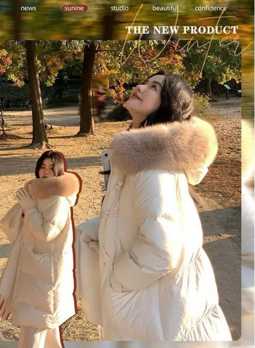 アイボリー ファー ダウンジャケット ロング丈