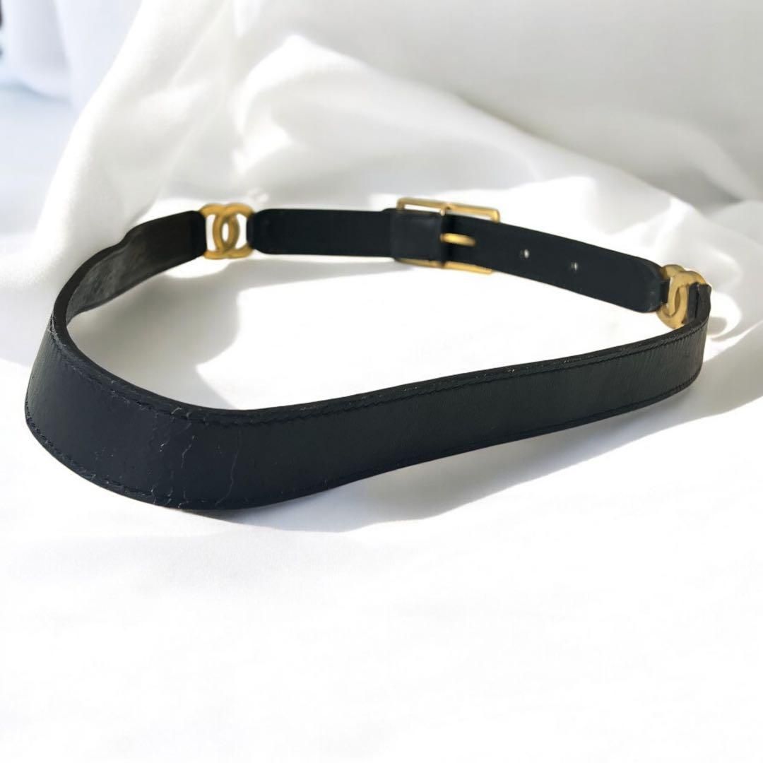 シャネル ベルト ココマーク ブラック ゴールド 全長約77cm ゴールド