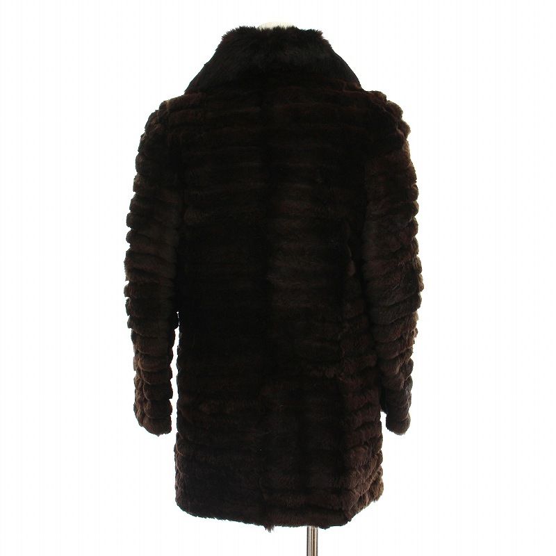 ノーブランド 毛皮コート ファー ハーフ アウター ダークブラウン /YM  