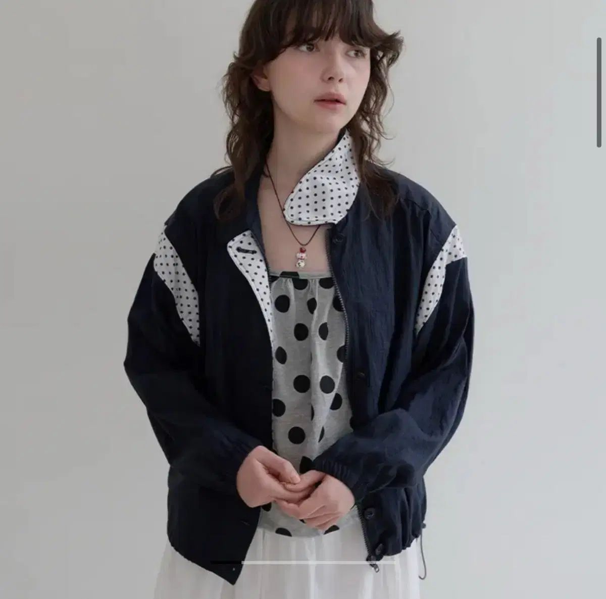 楽しみから楽しく ドット ジップアップ ウィンドブレーカー