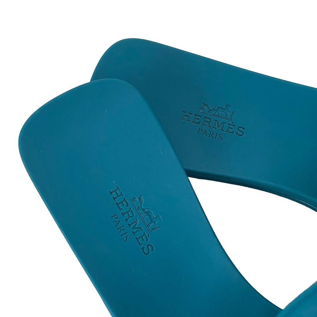 HERMES エルメス アロハ ビーチ サンダル ラバー ターコイズブルー 