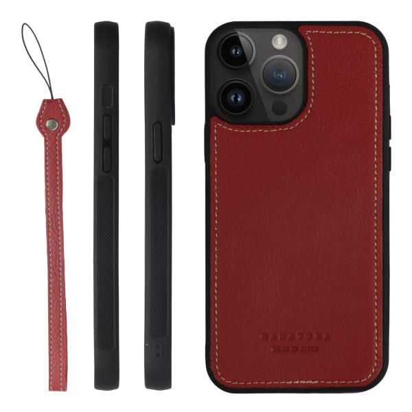 [HANATORA] iPhone13ProMax ケース 本革 シュリンクカーフ レザー 日本製 シンプル ストラップ付属 赤 レッド ケース iPhone13ProMax 本革 スタンド機能 XGH-13ProMax 価格