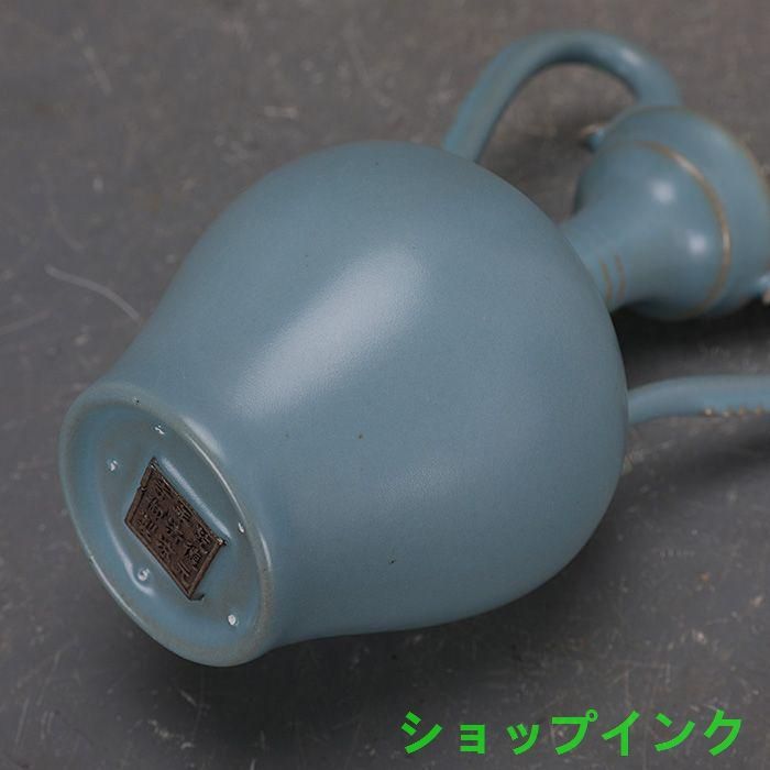 宋汝窯手製青釉支釘双龍尊瓶 景徳鎮 陶磁器 装飾品 現代工芸品 美術品 置物 宋汝窯手製青釉支釘双龍尊瓶 景徳鎮 陶磁器 装飾品 現代工芸品
