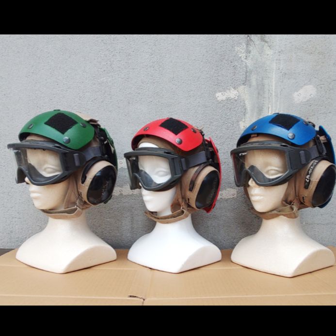 米軍実物 放 ESSゴーグル 耐衝撃デッキクルーヘルメット レッド