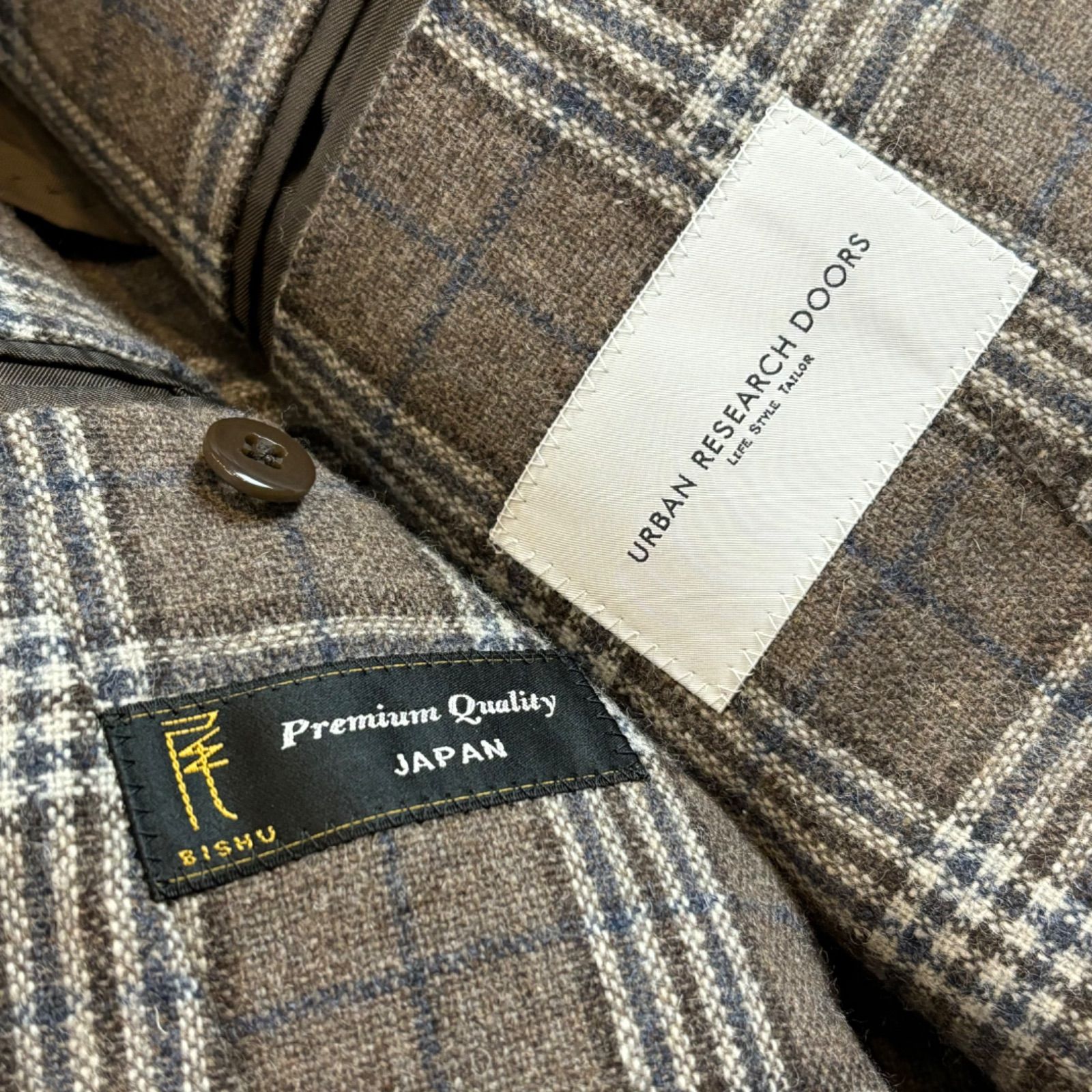 Urban Reserch Doors BISHU Plaid Tailored Jacket Brown アーバン 