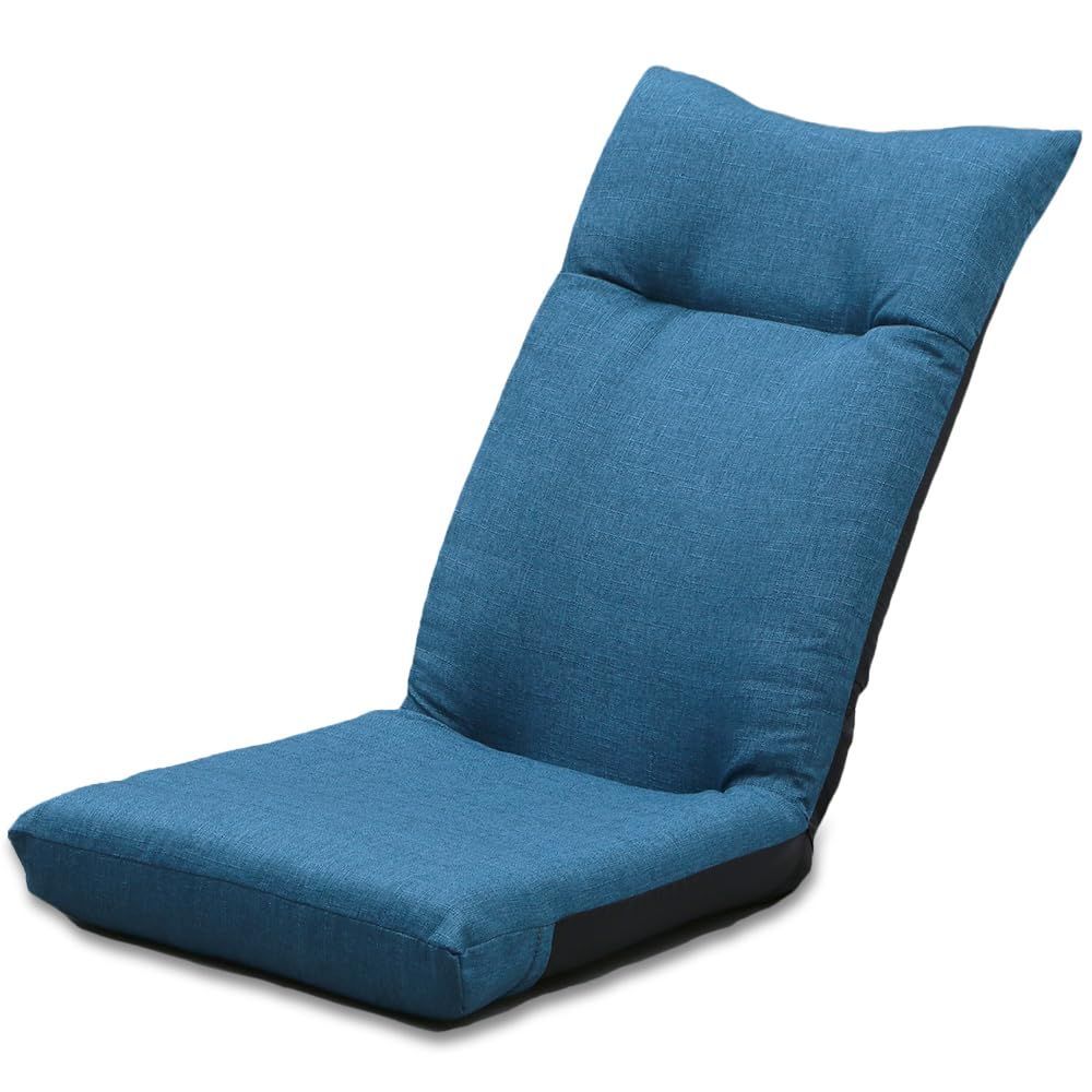 大特価　リクライニング 幅約46×奥行約58×高さ約68cm YC-601 デニムブルー 座椅子 PLAZA) アイリスプラザ(IRIS