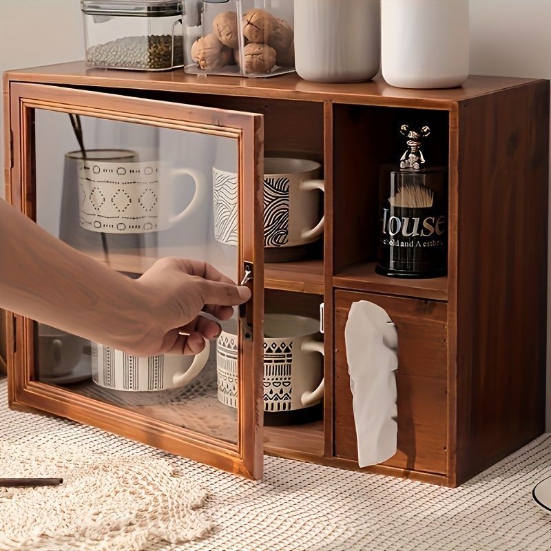 木製キャビネット　12杯　収納棚　大きめ　ビンテージ 木製キャビネット 12杯 収納棚 大きめ ビンテージ