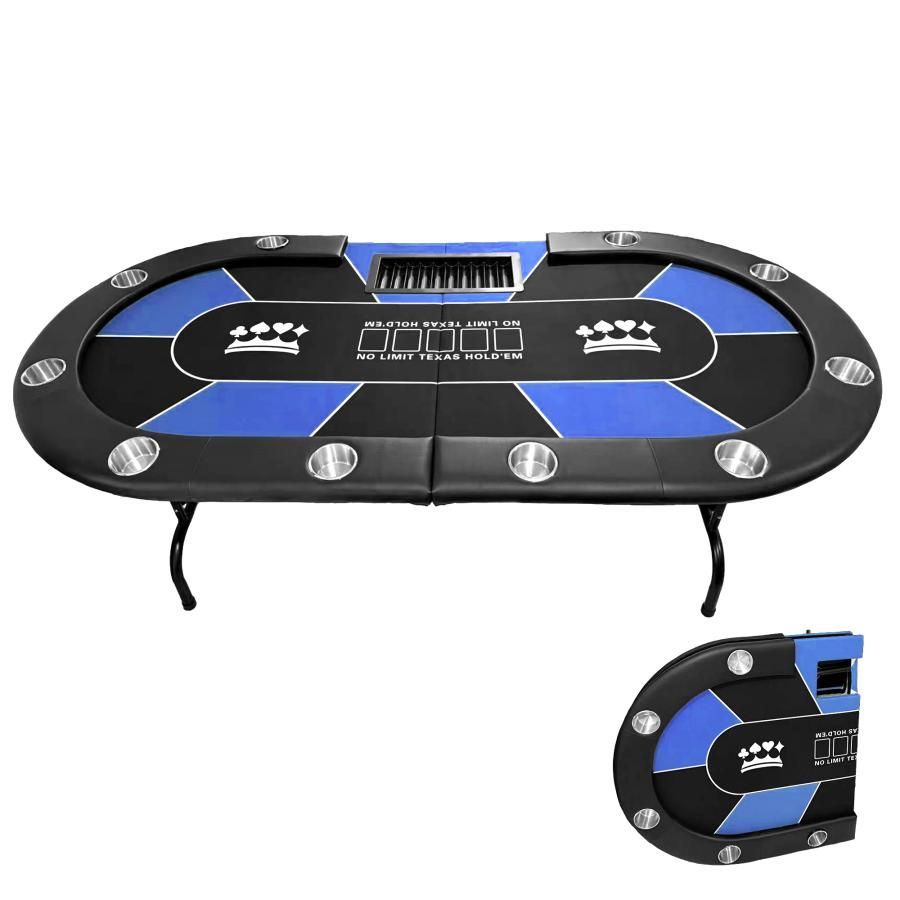 TiltPlay ポーカーテーブル 折りたたみ 10人対応 家庭用 業務用 最大500枚チップラック付き ドリンクホルダー付き 6人 8人 カジノ トランプ 2653 2654 2655 2656