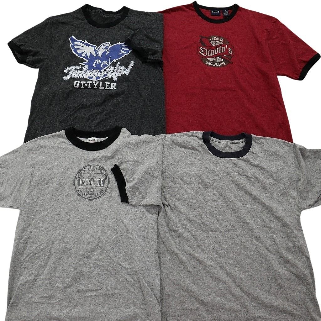 古着卸 まとめ売り リンガー 半袖Tシャツ 16枚セット (メンズ M