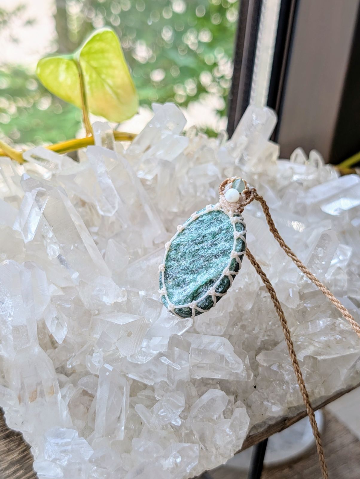 お買い得品 ☆グリーンアベンチュリンDruzy・アベンチュリン☆マクラメ