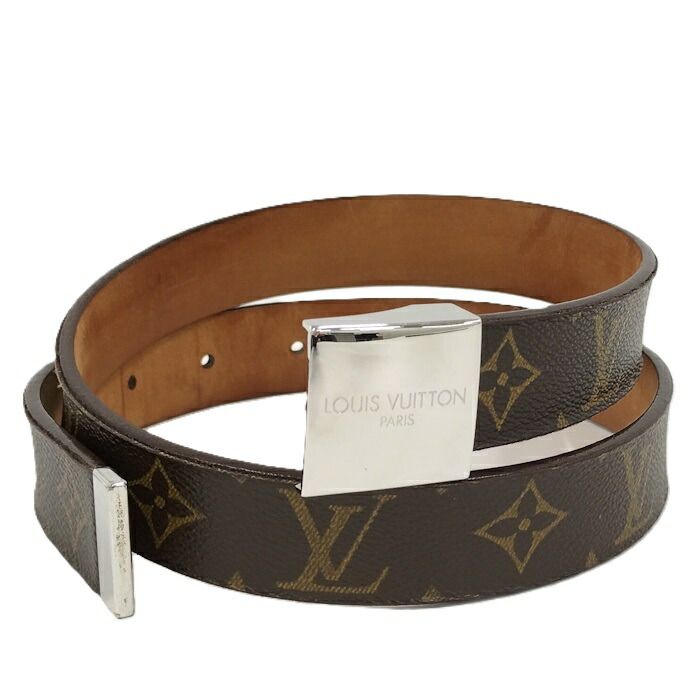 LOUIS VUITTON サンチュール キャレ ベルト モノグラム レザー ブラウン M6801