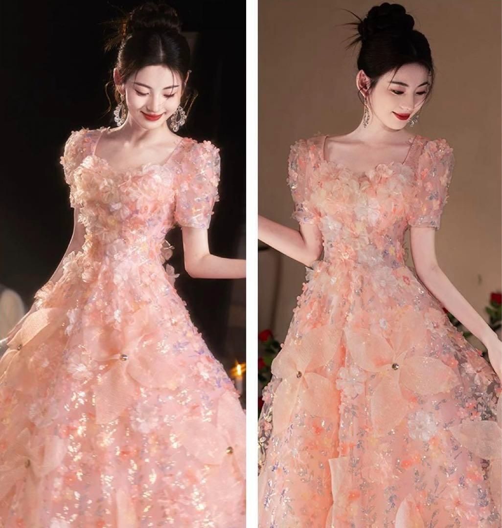 お花モチーフ ロングドレス