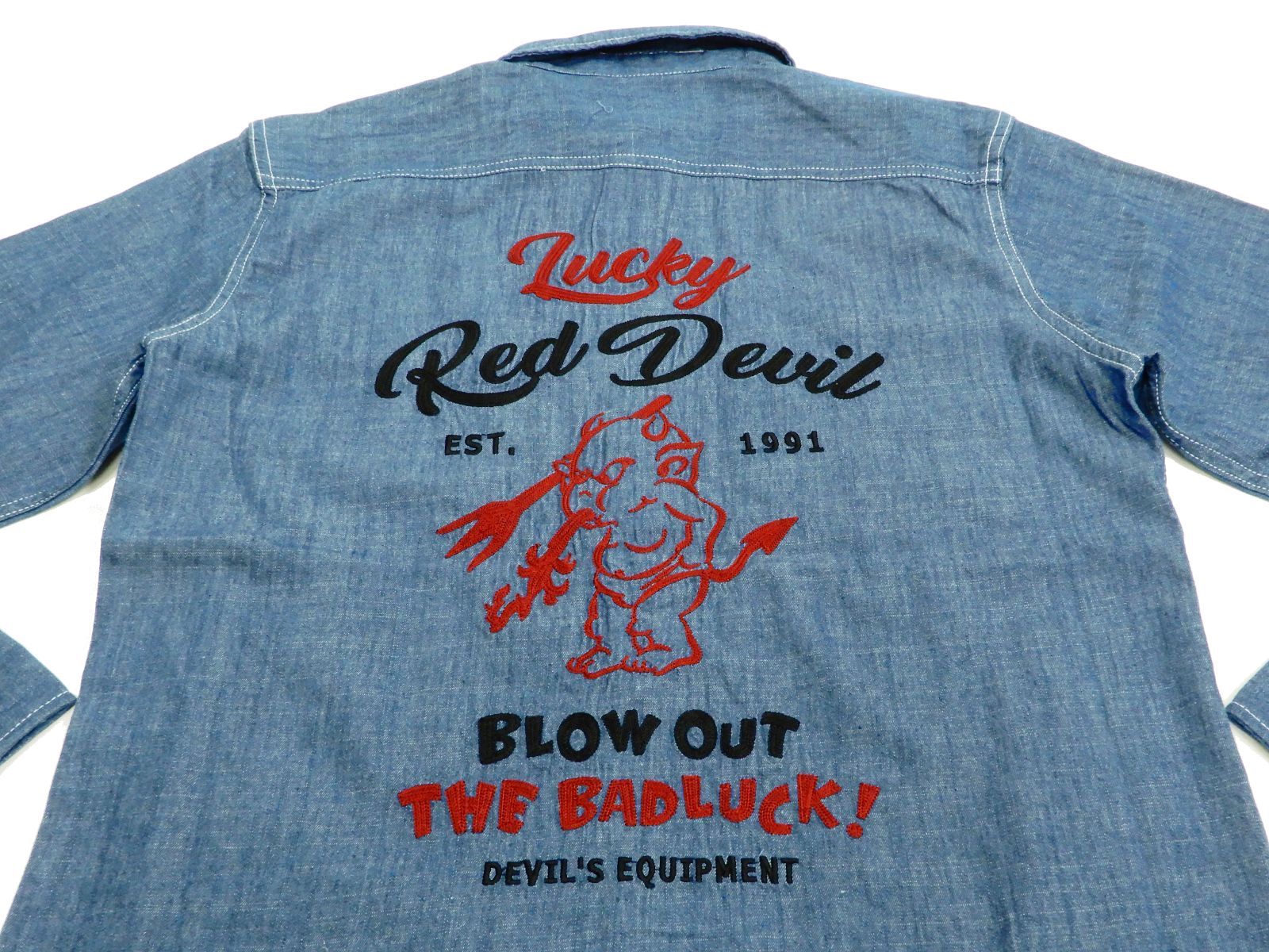 テッドマンTEDMAN シャンブレーシャツ TSHB-1600 Lucky Red Devil エフ