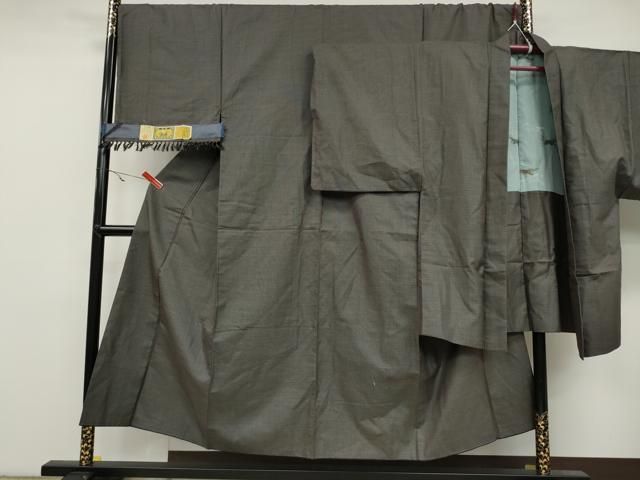 平和屋着物●男性 紬 アンサンブル 100亀甲 反端付き 正絹 CAAY5054ut