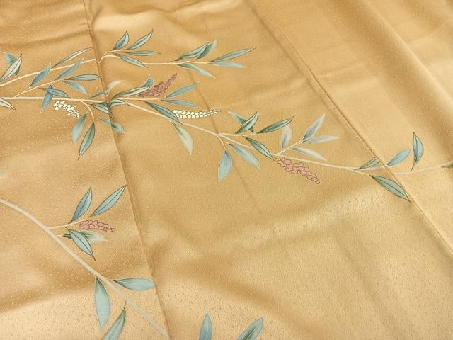 平和屋着物○訪問着 紬地 刺繍 草花文 金彩 正絹 逸品 DAAV4954ud