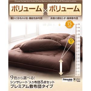 安い 敷布団8点セット ダブル シルバーアッシュ 9色から選べる!シンサレート入り布団 8点セット プレミアム敷布団タイプ： ボリュームタイプ【代引不可】