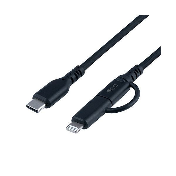 ナカバヤシ  ミヨシLightningアダプタ付きUSB PDケーブル ブラック 0.15m SCL-AD01BK 1本