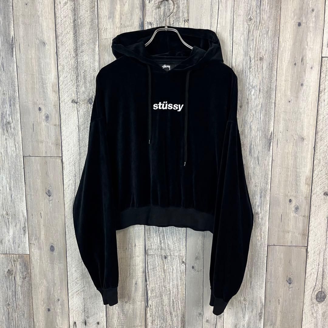 STUSSY ステューシー レディース プルオーバー ベロア パーカー S