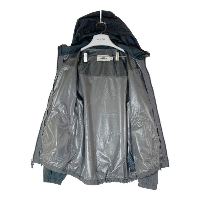 ★COACH コーチ F75707 Rain Reactive Windbreaker フード付きジャケット ウィンドブレーカー グレー sizeM