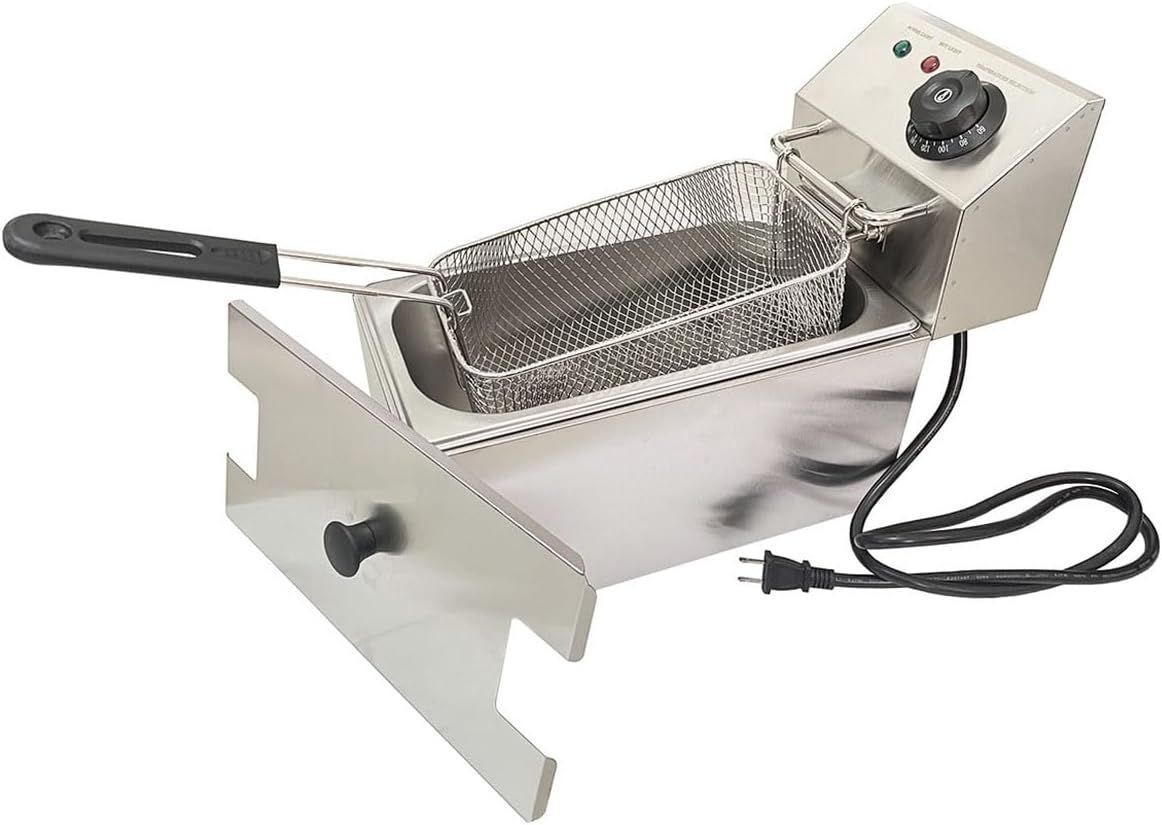 ディープフライヤー 電気フライヤー 60℃-200℃温度調節 業務用 家庭用 4L卓上フライヤー ミニフライヤー 揚げ物 調理器具 Silver