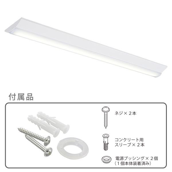 LEDベースライト 逆富士型 40形 100-242V電圧対応 昼白色 6900 lm 電気工事必要 LT-BS4600V20N-N