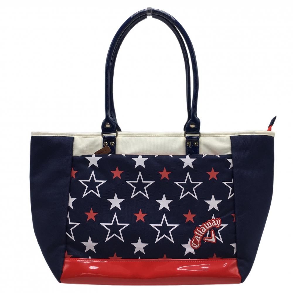 美品】キャロウェイ ビックトートバッグ ネイビー×レッド×白 前面星柄