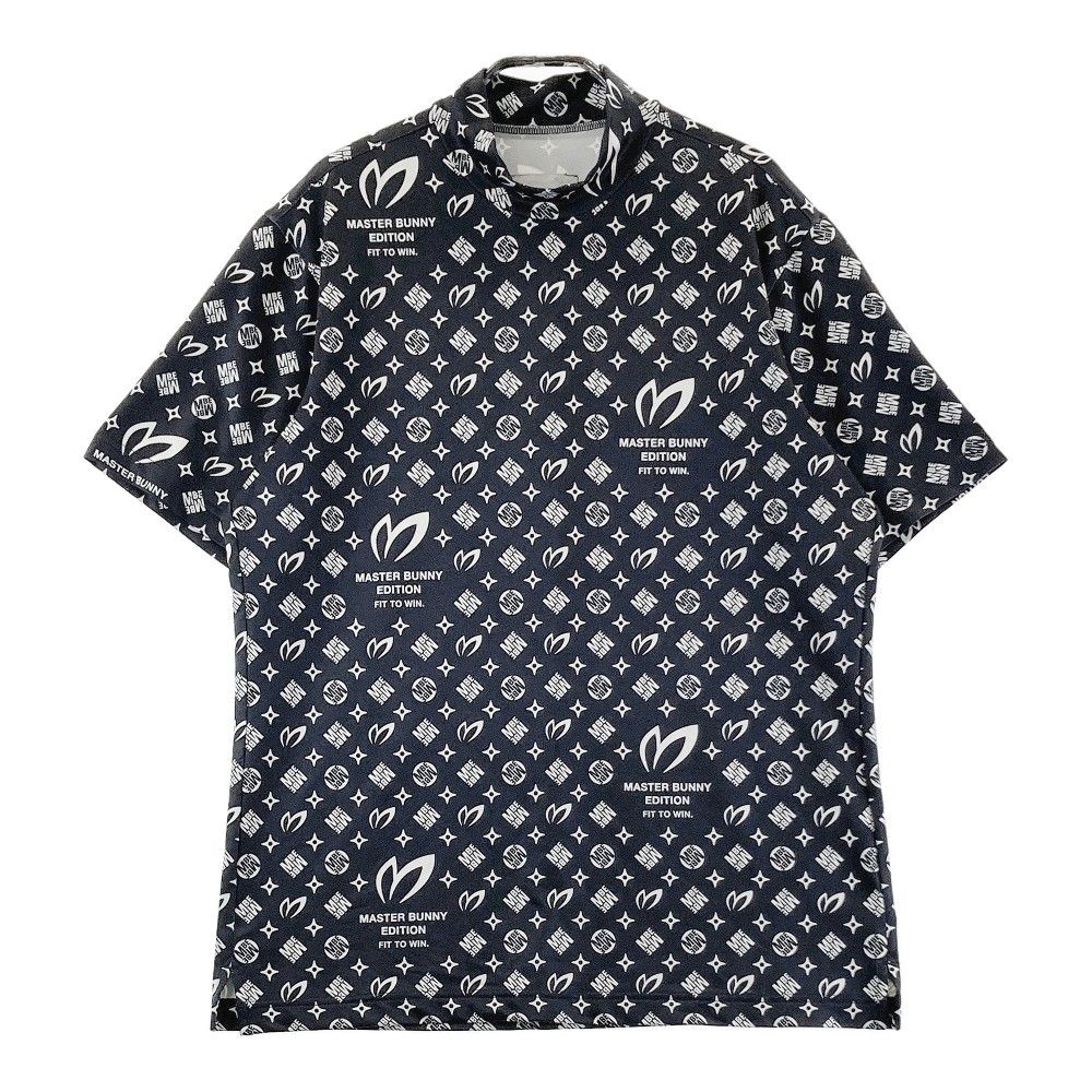サイズ 5 MASTER BUNNY EDITION マスターバニーエディション 2025年モデル ハイネック 半袖Tシャツ ロゴ×モノグラム柄 ブラック系 240101314914 ゴルフウェア メンズ ストスト