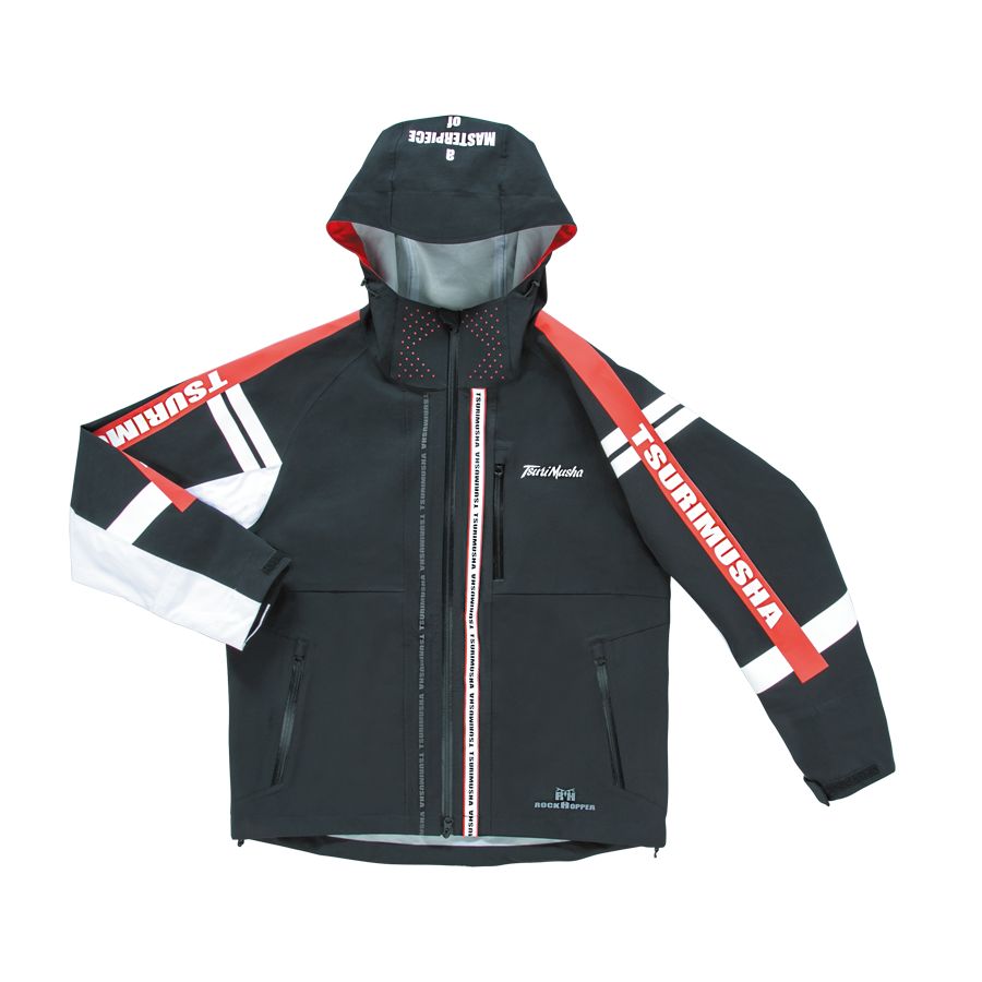 釣武者 テクニカルアーム 3レイヤーレインスーツ レッド Lサイズ