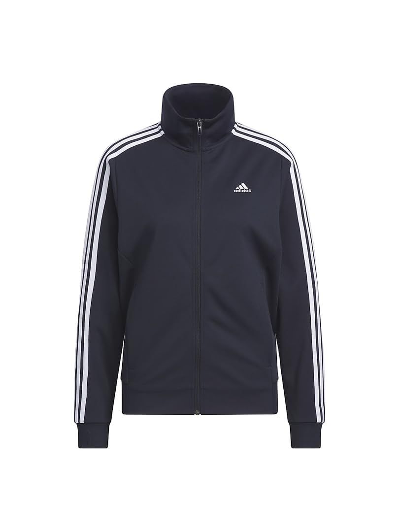 アディダス adidas シーズナル スポーツウェア スリーストライプス ルーズフィット ダブルニット トラックトップ レディース 秋 冬 ネイビー 紺 スポーツ フィットネス フルジップ ジャケット KNV52-IT6095