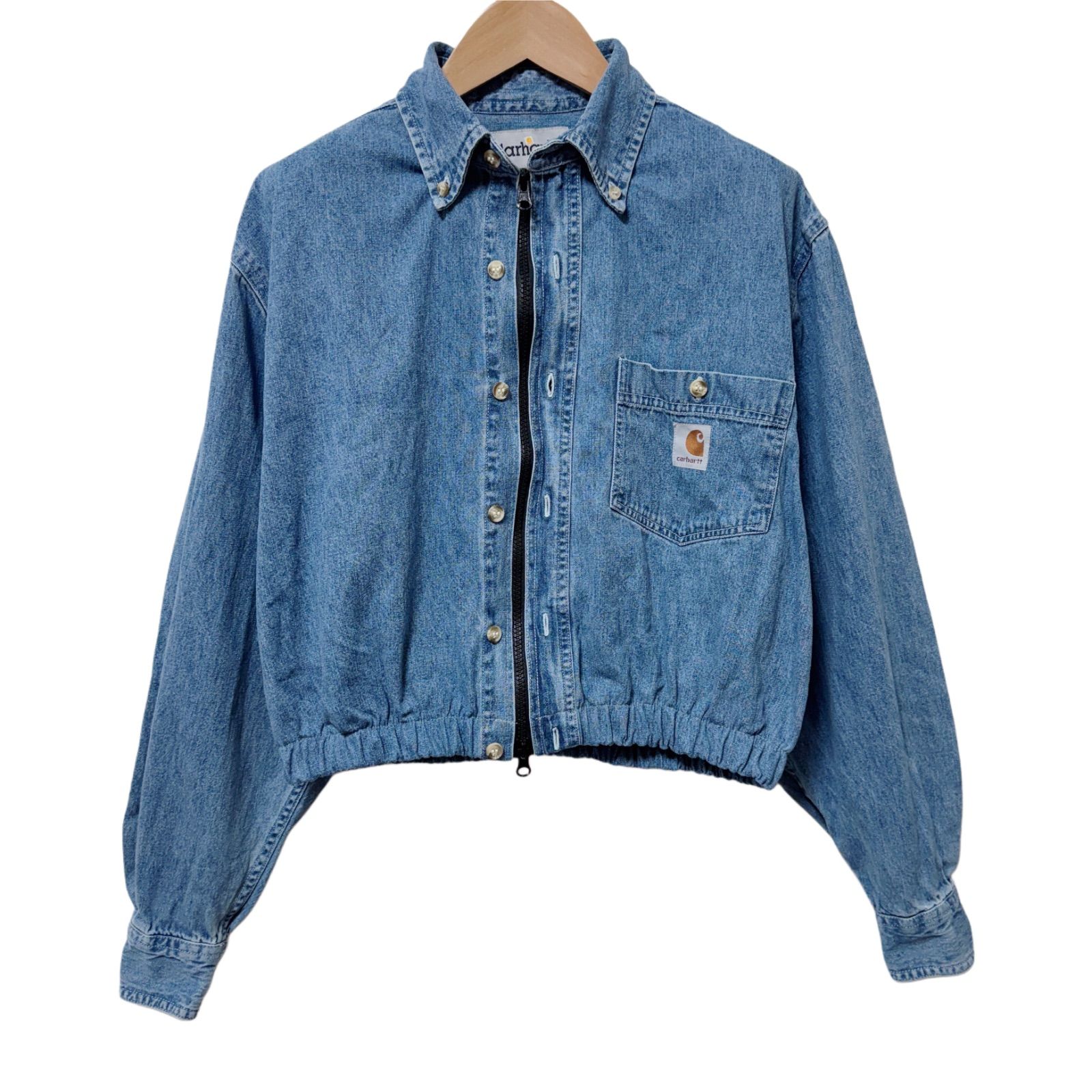 Carhartt デニムジャケット クロップド丈 インディゴ カーハート クロップド丈 デニム シャツ ジャケット Mサイズ