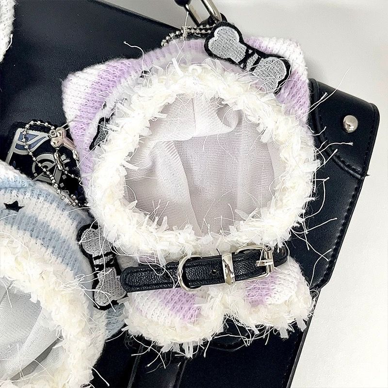 10cm】6色 猫耳 もこもこ パーカー ポンチョ グレー ボーダー