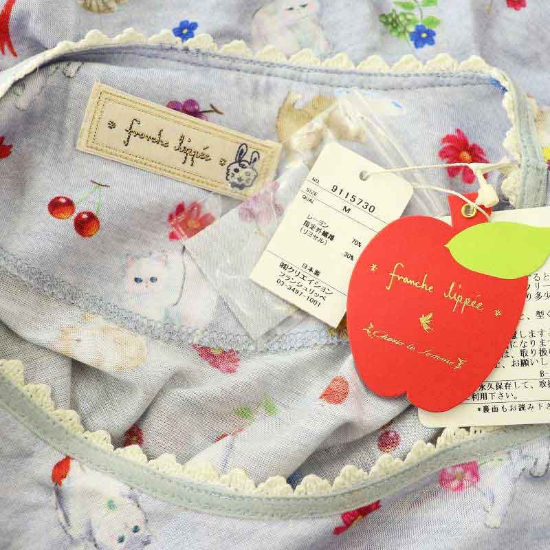#フランシュリッペ#ワンピース#五分袖#猫#総柄#新品#Ｍ フランシュリッペ franche lippee ネコ柄ワンピース ミニ