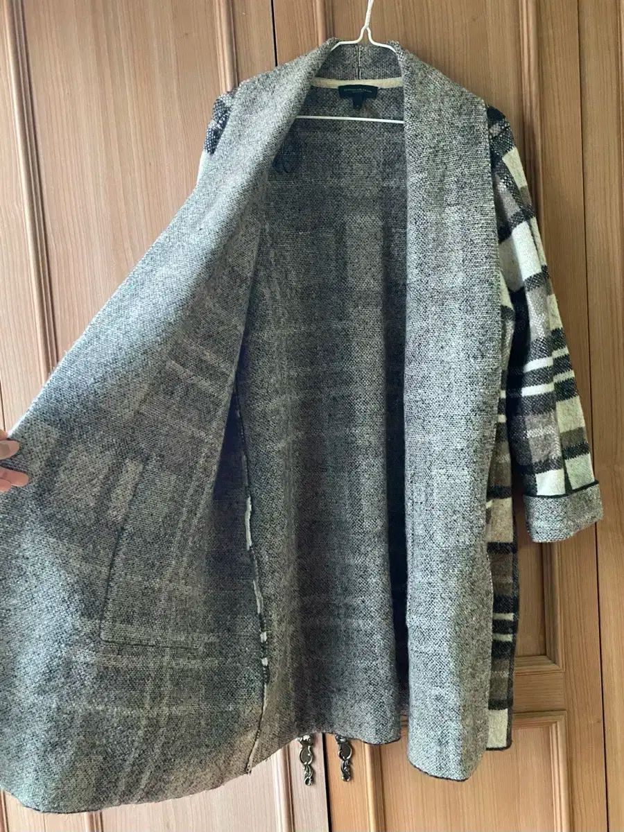 Donna karan ドナカラン CHECKニット カーディガン ロング丈