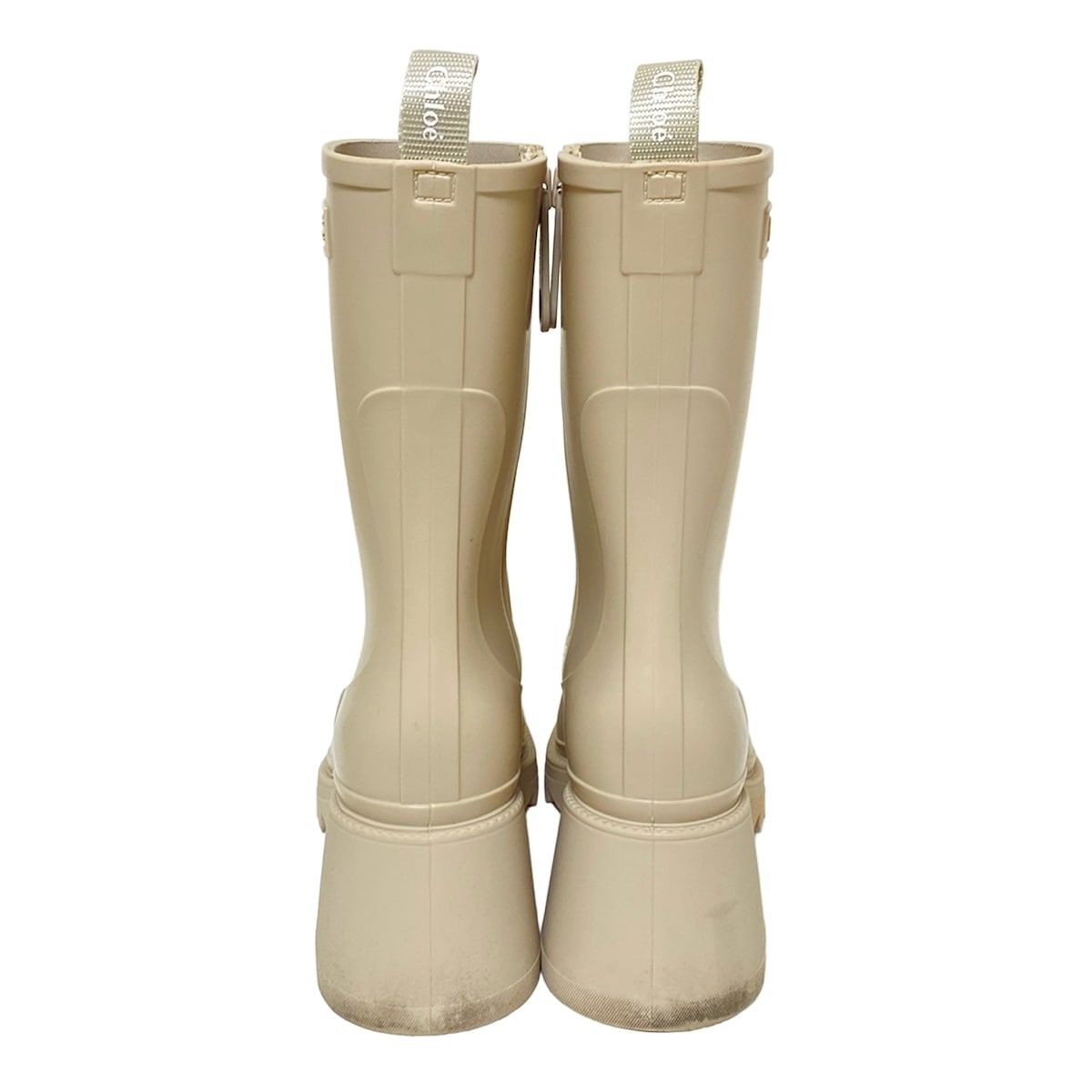 Chloe クロエ レインブーツ 37 レディース - ベージュ サイドジップ KIN-KAAI_COM