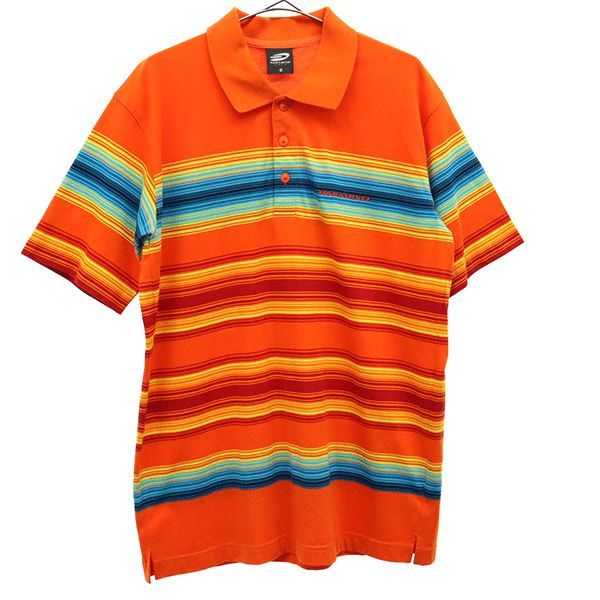 正規品 パラディーゾ 半袖 ポロシャツ 総柄 ゴルフウェア LL オレンジ系 PARADISO メンズ