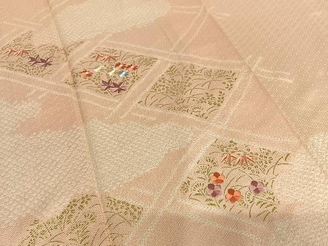 平和屋着物○訪問着 絞り 刺繍 花菱文 金彩 正絹 逸品 AAAV7453zg