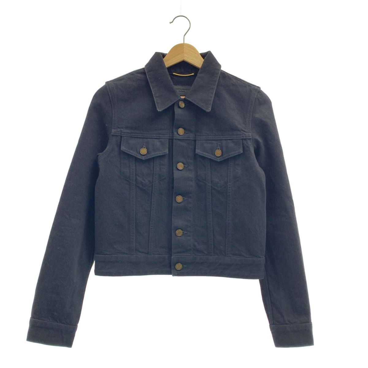 SAINT LAURENT PARIS | サンローランパリ | 2021 | ロゴボタン デニム トラッカー ジャケット | S | ブラック | レディース