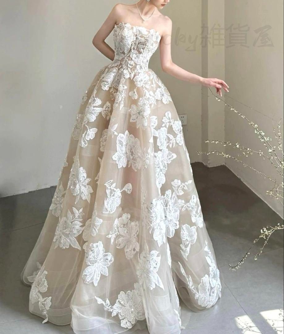 花柄がオシャレで美しい ベア イブニングドレス CAMPINGPARCCENTRAL_COM