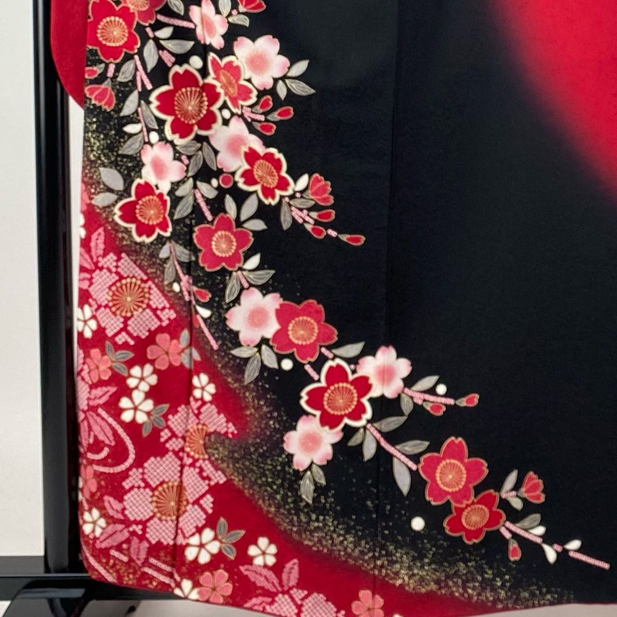美品 正絹 紅葉 桜 小紋 着物 A1400 file.png