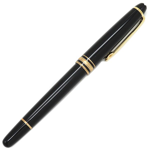 モンブラン Montblanc ボールペン ローラーボール マイスターシュテュック ゴールドコーティング クラシック GP プレシャスレジン ブラック×ゴールド インク切れ