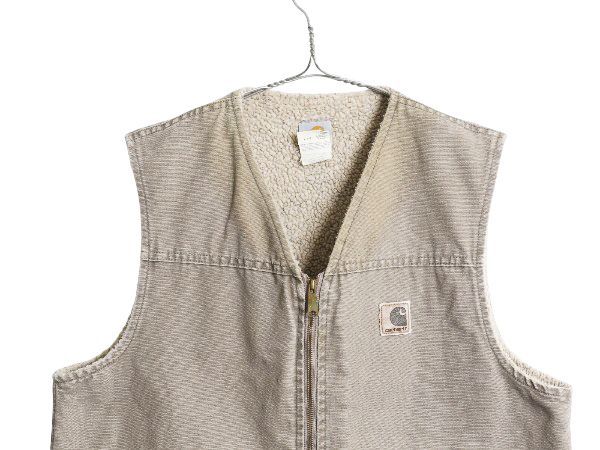 カーハート ベスト usa製 ダック ボア 70s Carhartt ダックベスト USA製 裏ボアXL スコービルジップ