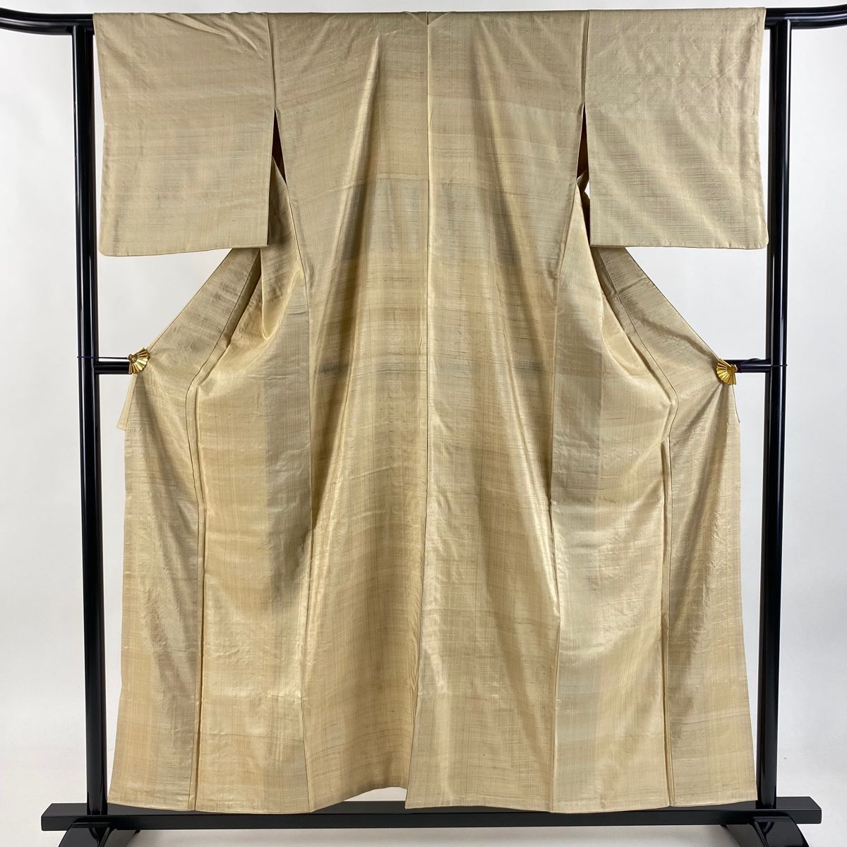 紬 身丈157cm 裄丈63cm S 袷 ベージュ 正絹