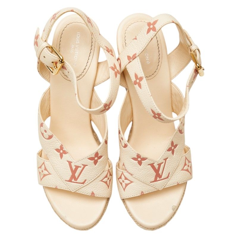 ルイヴィトンLOUIS VUITTON ウェッジソール サンダル 37 脚長効果抜群◎】ルイヴィトン ウェッジソール サンダル 厚底